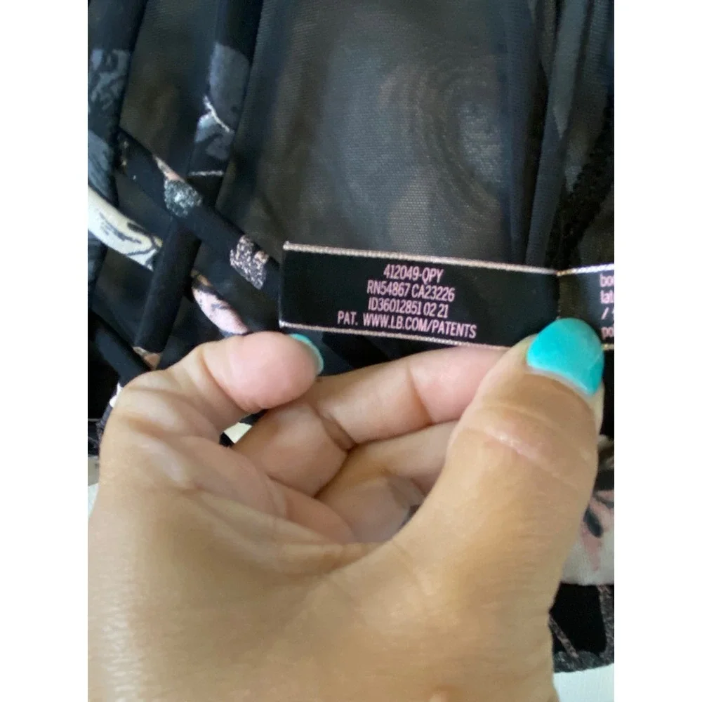 Victorias Secret Strappy Floral Sports Bra Black Pink Mesh Back Large Gym